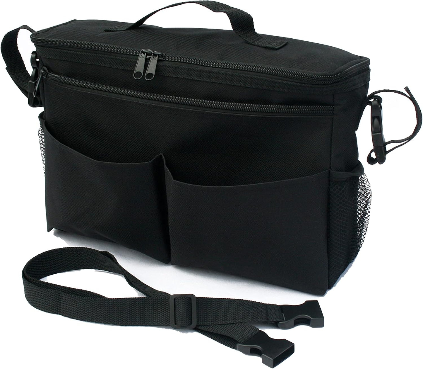 J.L. Childress Cool 'N Cargo Stroller and Wagon Cooler and Organizer - Universal Fit - Insulated - Attaches to Strollers, Wagons, Walkers and Wheelchairs - Large Capacity - Black