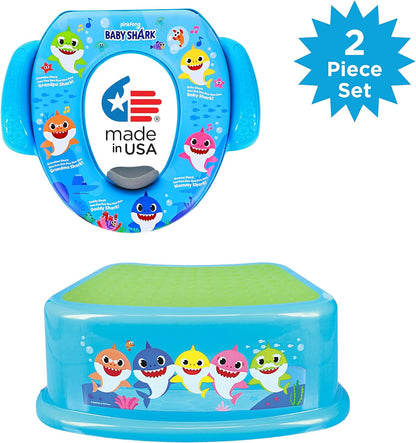Pinkfong Baby Shark 2 Piece Essential Potty Training Set - Soft Cushion, Baby Potty Training, Safe, Easy to Clean, Step Stool