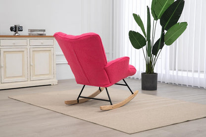 SAETSFEG Nursery Rocking Chair Teddy, Upholstered Glider Rocker with High Backrest, Comfortable Stylish Accent Armchair with Padded Seat for Living Rooms, Bedrooms, Offices, Colorful