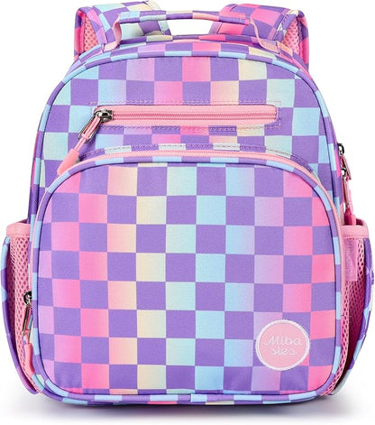 mibasies Toddler Backpack for Girls 2-4: Preschool Kindergarten Backpack - Cute Kids Backpacks for Girls - Checkerboard
