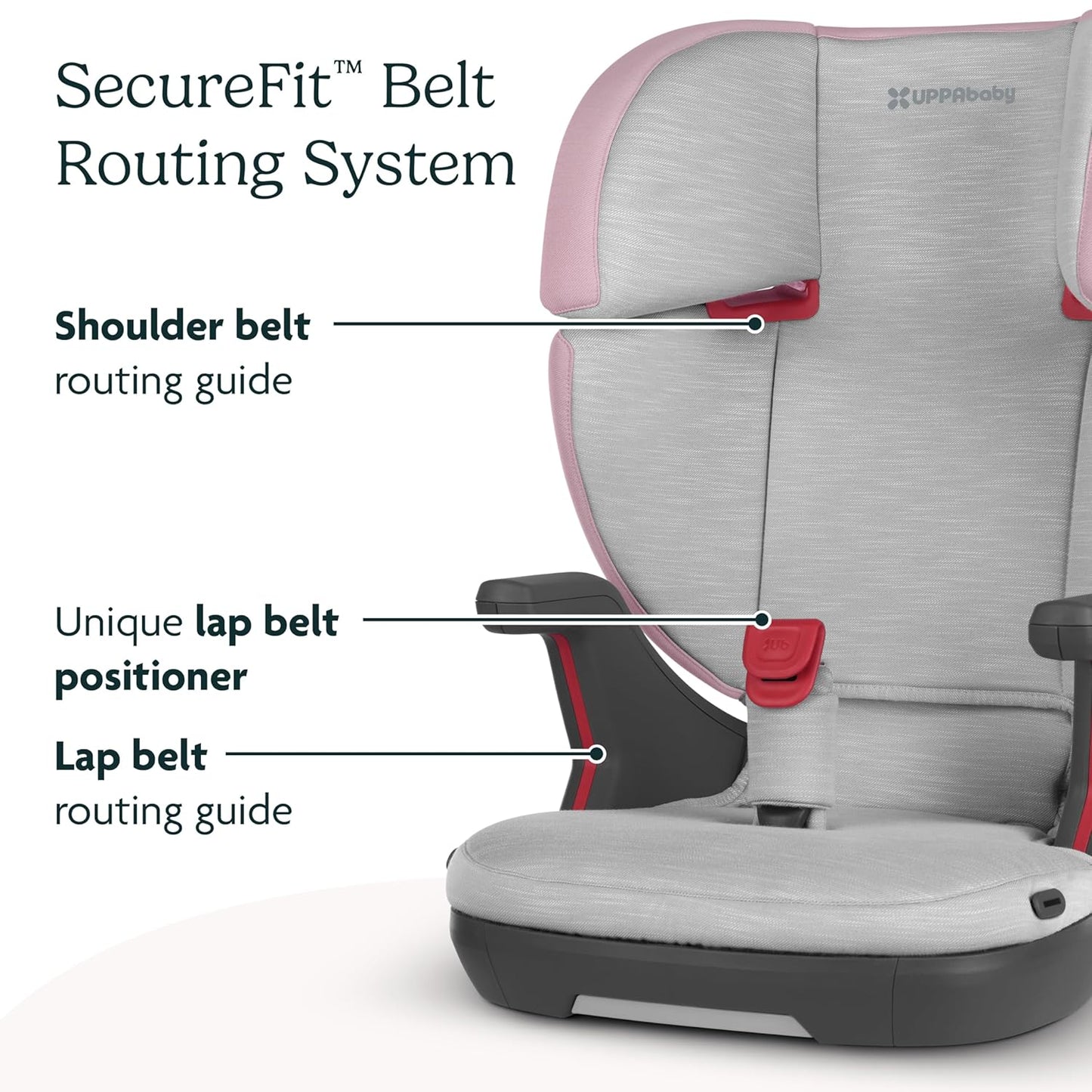 UPPAbaby Alta V2 High Back Booster Seat/Seven-Position, Active Support Headrest for Growing Children/SecureFit Integrated Belt Guide + Positioner/Cup Holder Included/Kavneer (Almond Mélange)