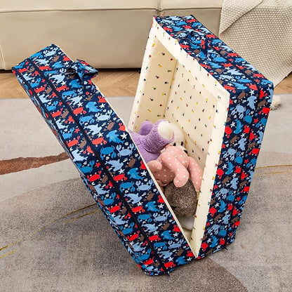 Umoving 100% Cotton Lining Portable Foldable Toddler Travel Bed - Soft Foam Floor Bed with Washable Cover, Safe and Comfortable Toddler Crib, Ocean Blue