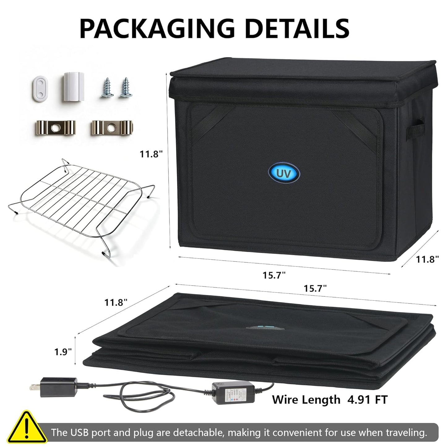 UV Sanitizer Box, 12L Portable Sanitizing and Cleaning Machine with 3-Level Timer, Foldable UV Cleaner Box for Toys, Mask, Towel, Key, UV Cleaning Machine Ozone Free