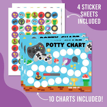 Hadley Designs Potty Training Chart for Toddlers Boys -10 Sticker Potty Chart for Toddlers Boys, 8.5x11" Potty Training Sticker Charts for Toilet Success, Monster Truck Toddler Reward Chart for Kids