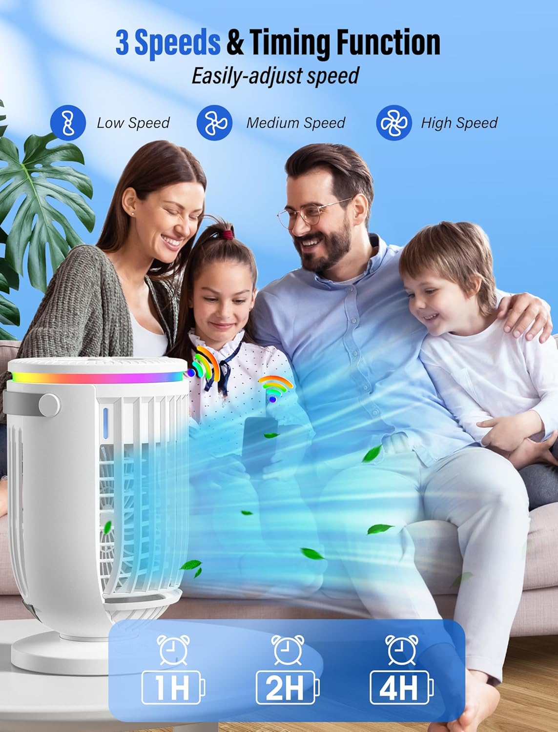Portable Air Conditioners, Fan with 120° Rotating Function,JYew Evaporative Mini Room Air Conditioners,Portable AC Unit Air Cooler with 4 in 1 Humidifier Fan Conditioner, AC Portable for Room Office