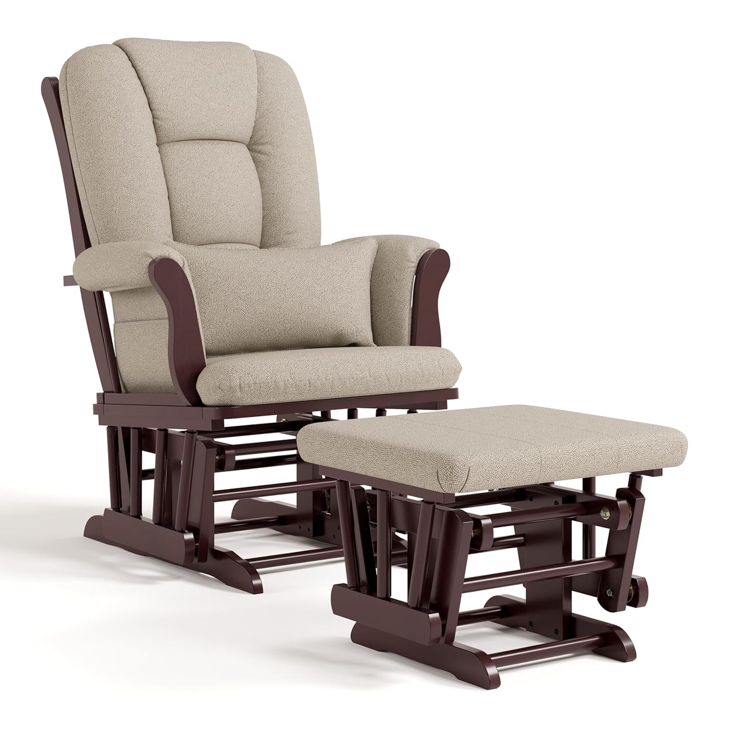 Storkcraft Tuscany Glider with Ottoman (Black/Gray) — GREENGUARD Gold Certified, Bonus Lumbar Cushion Included, Solid Wood Base, Smooth Motion, Award-Winning Nursery Rocking Chair, Glider and Ottoman