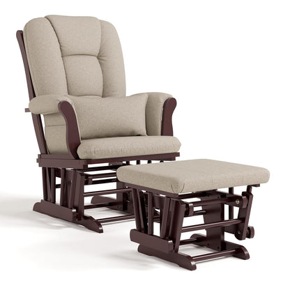 Storkcraft Tuscany Glider with Ottoman (Black/Gray) — GREENGUARD Gold Certified, Bonus Lumbar Cushion Included, Solid Wood Base, Smooth Motion, Award-Winning Nursery Rocking Chair, Glider and Ottoman