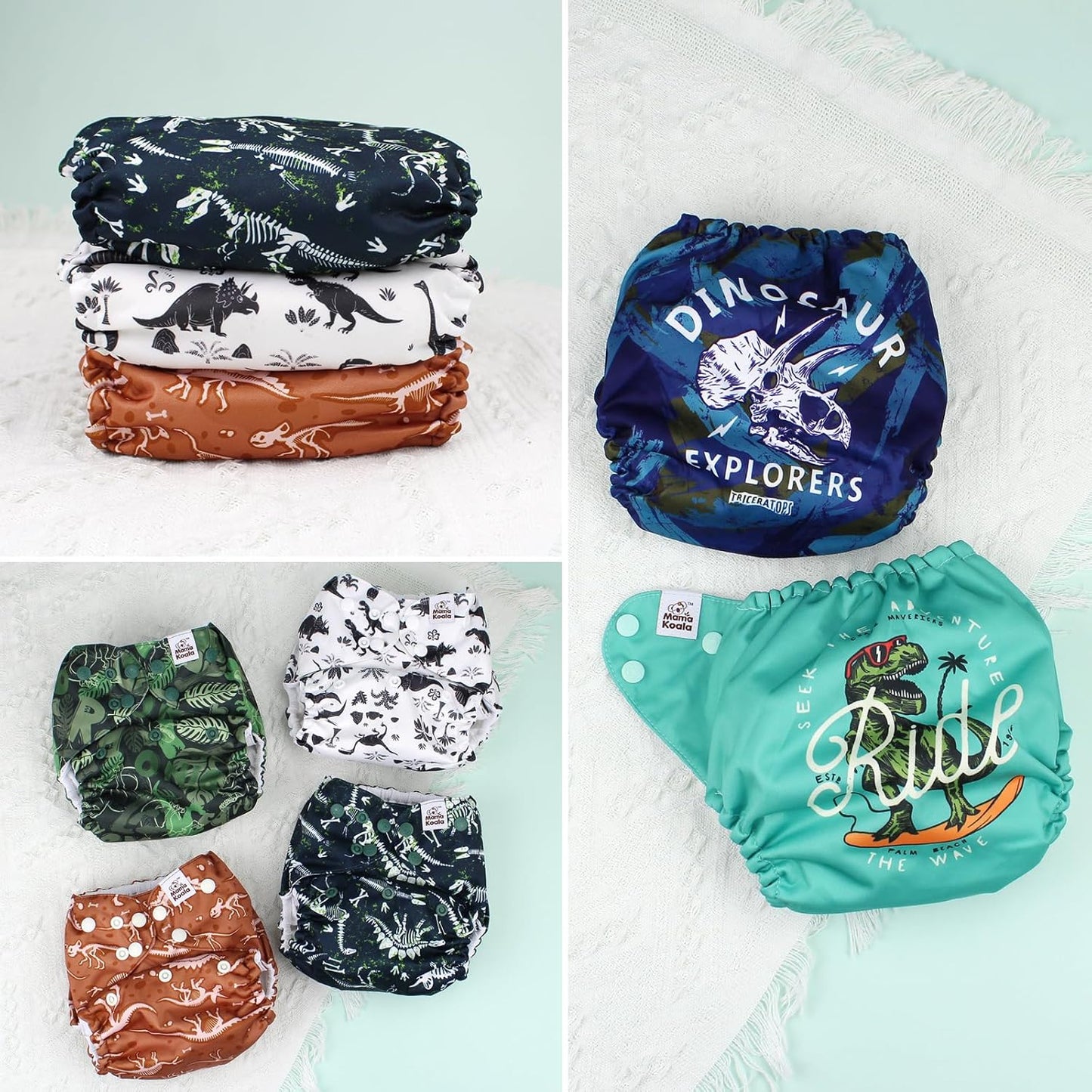Mama Koala 3.0 Pocket Cloth Diapers for Babies with AWJ Lining, 6 Pack with 6 4-Layer Natural Cloth Diaper Inserts - Reusable and Washable Pocket Diapers(Hardworking Bees) - Colors B