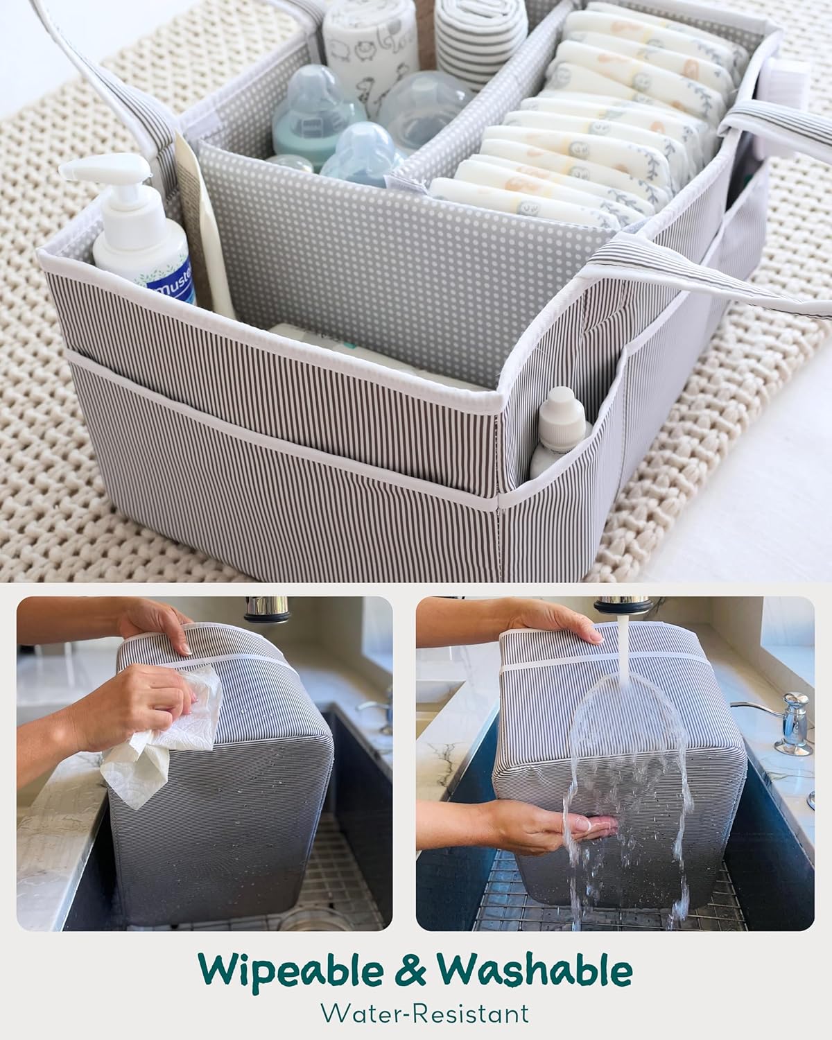 Lily Miles Baby Diaper Caddy Organizer - Large Tote Bag for Newborn essentials Boy or Girl - Baby Shower Basket - Nursery Must Haves - Registry Favorites - Newborn Caddie Car Organizer