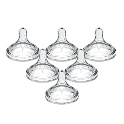 Dr. Brown’s Natural Flow® Level 2 Wide-Neck Baby Bottle Silicone Nipple, Medium Flow, 3m+, 100% Silicone Bottle Nipple, 6 Pack