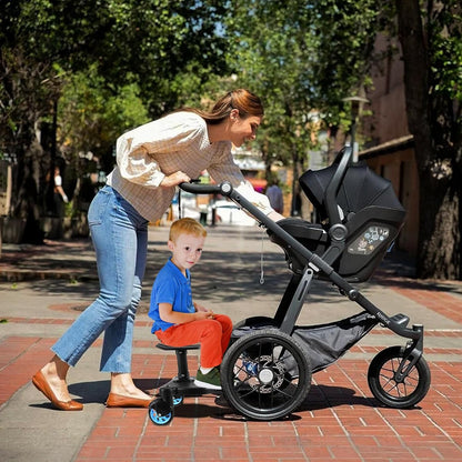 2026 New-Universal Stroller Board with Detachable Seat, 2in1 Sit and Stand Stroller Connectors for Most Strollers, Holds Children Up to 55 LBs Stroller Standing Board(Black)