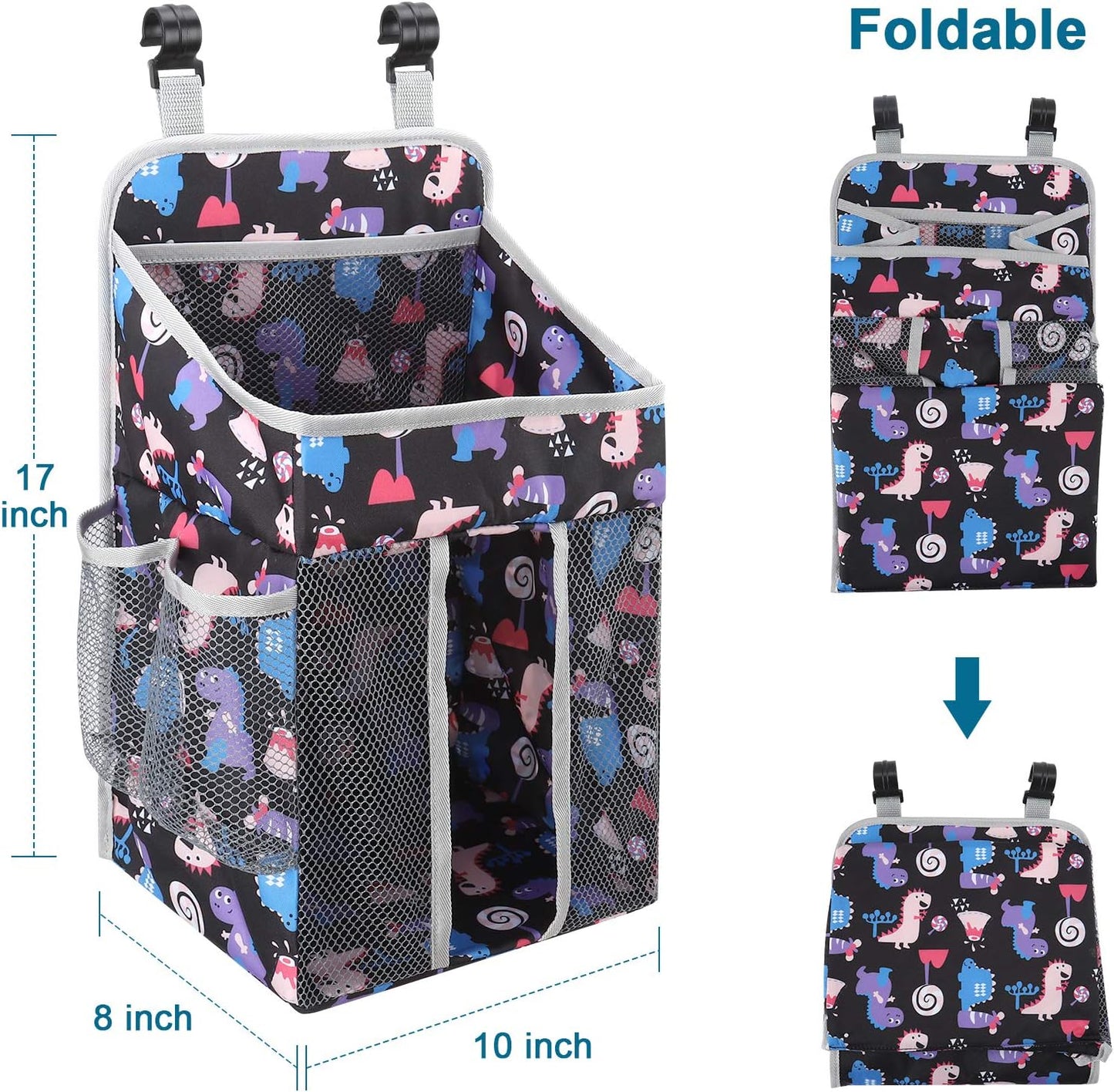 Accmor Hanging Baby Diaper Caddy Organizer, Diaper Stacker, Baby Crib Hanging Classified Storage Bag Organizer for Changing Table, Crib, Playard or Wall & Nursery Organization, Grey