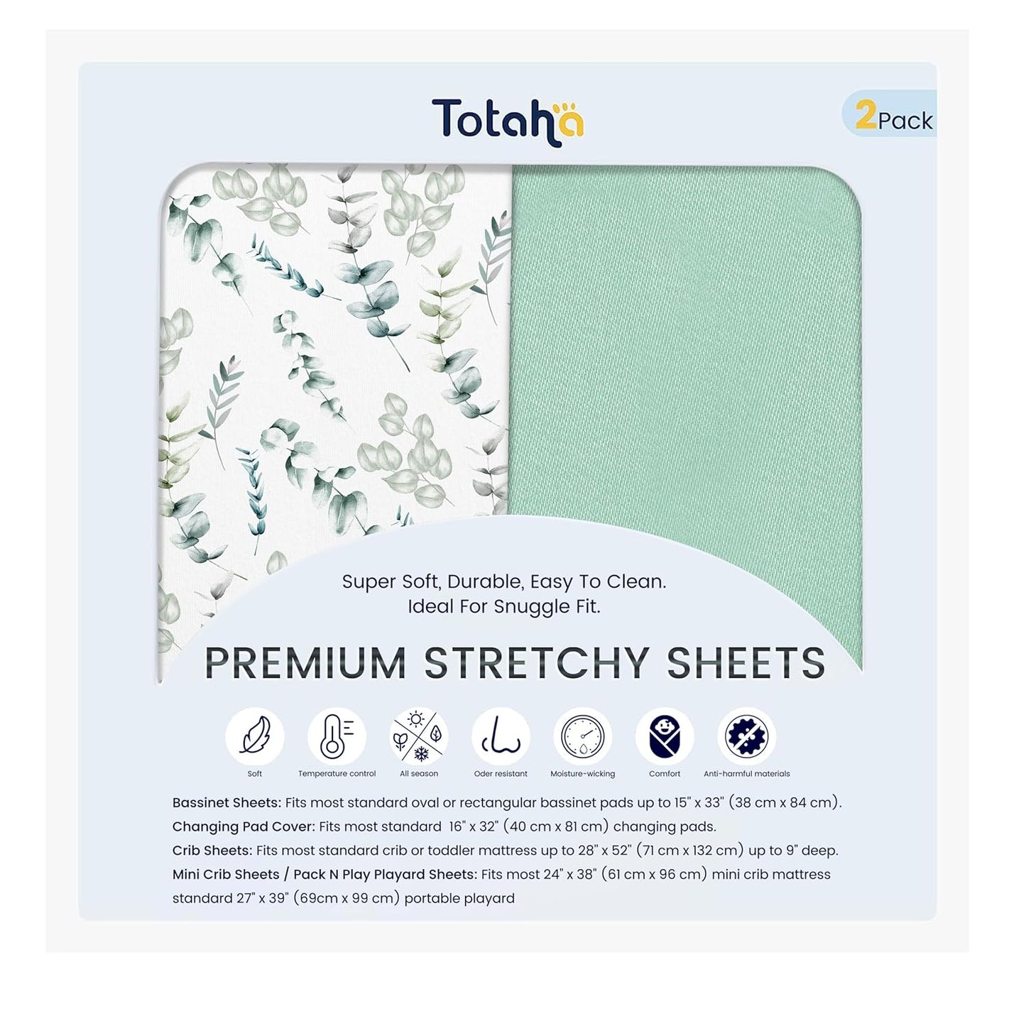 TotAha Premium Stretchy Bassinet Sheets for Baby Girl, Silky Comfort Cradle Sheets Fitted 18 x 36 for Oval, Rectangular, Hourglass Mattress, Hypoallergenic, Buttery Soft 2-Pack (Floral & Pale Pink)
