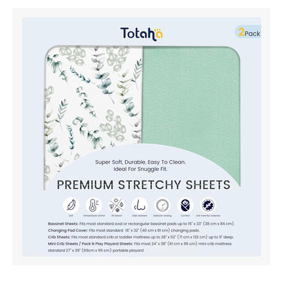 TotAha Premium Stretchy Bassinet Sheets for Baby Girl, Silky Comfort Cradle Sheets Fitted 18 x 36 for Oval, Rectangular, Hourglass Mattress, Hypoallergenic, Buttery Soft 2-Pack (Floral & Pale Pink)