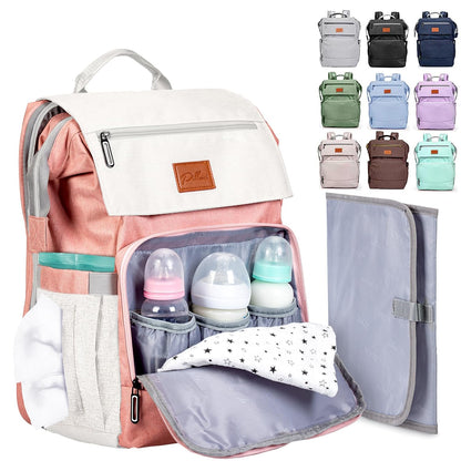 PILLANI Baby Diaper Bag Backpack - Large Waterproof Travel Diaper Bag for Boys & Girls, 16 Organizer Pockets with Changing Pad, Insulated Bottle Pockets & Stroller Straps, Baby Shower Gifts, Dinosaur