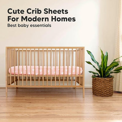 KeaBabies 2-Pack Organic Crib Sheets for Boys, Girls - 52x28 Fitted Crib Mattress Sheet Neutral, Breathable Jersey Cotton Cover for Baby Bed, Toddler Mattress, Soft & Cute Prints (Dreamland)