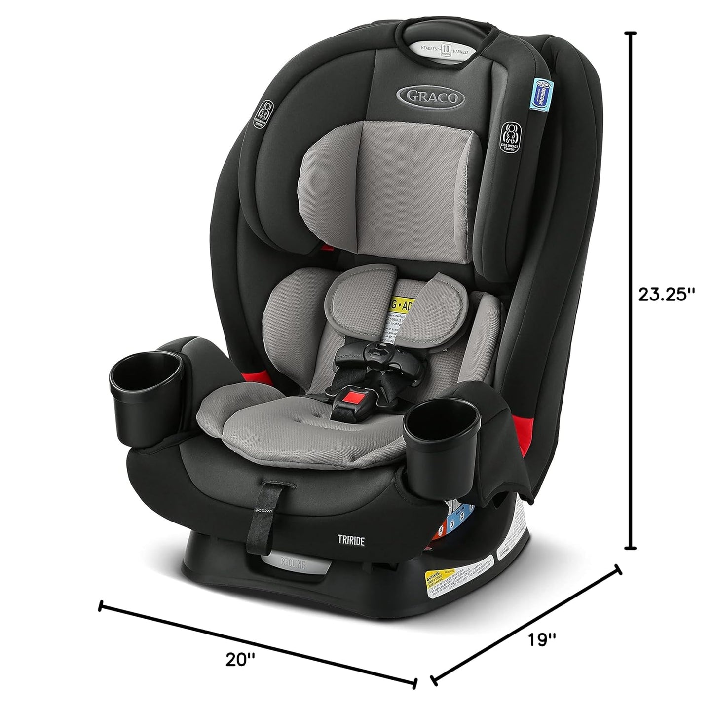 Graco® TriRide 3-in-1 Reclining Car Seat, Clybourne - Rear & Forward Facing Car Seat, Highback Booster, Adjustable Headrest