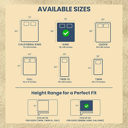 King Size Mattress Protector Waterproof, Premium 200 GSM Terry Mattress Cover, Soft & Breathable Bed Cover, Fitted Sheet Style Stretchable Deep Pockets 17" by Utopia Bedding (Beige)