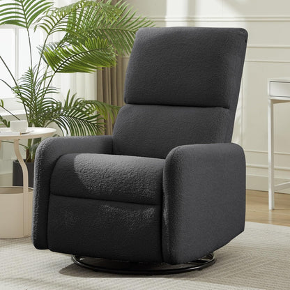 Korser 360° Rocking Chair, Nursery Rocker Chair with Side Pockets, Glider Nursing Chair with Steel Structure Base, Small Chair for Small Spaces, Sherpa Swivel Accent Chairs for Living Room, Nursing