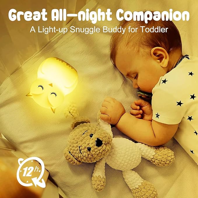 Baby Night Light for Car Seat- Dimming Function 9 Colors Changing Eye Caring Portable Rechargeable & Timing Bedside Lamp Light Up Toddler Bed Room Travel Essentials Squishy Silicone Infant BPA Free