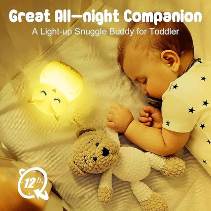 Baby Night Light for Car Seat- Dimming Function 9 Colors Changing Eye Caring Portable Rechargeable & Timing Bedside Lamp Light Up Toddler Bed Room Travel Essentials Squishy Silicone Infant BPA Free