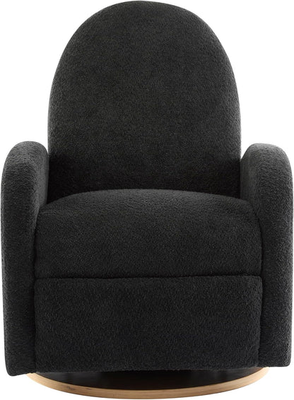 Merax Boucle 360 Swivel & Glider Recliner Chair, Soft Bedroom Sofa Chair with with Thicker Seat Cushion, Modern Home Theater Seating for Living Room Almond