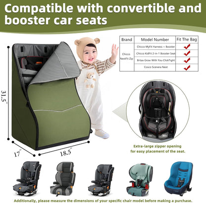 Car Seat Travel Bag for Airplane – Waterproof Heavy Duty Carseat Backpack for Gate Check or Airport Travel – Fits Infant, Convertible & Booster Seats, Black