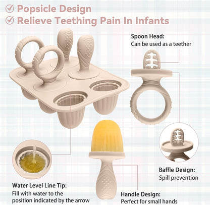 Silicone Toddlers Popsicle Molds with Sticks, 2Packs Mini Popsicles Molds for Baby Breastmilk Popsicle Molds for Teething Relief, Frozen Treats Maker Popsicle Maker Ice Pop Mold for Babies Kids