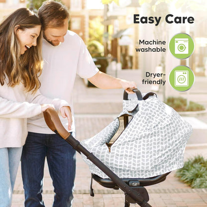 KeaBabies Winter Car Seat Cover Baby, Newborn - Universal Fit Infant Carseat Covers Baby Girl, Boy, Breathable, Lightweight Blanket, Easy to Use Stroller Canopy, Rain, Wind, Sun Shade (Laurel)