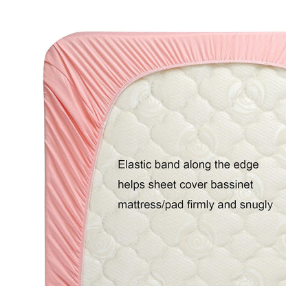 Onacosht Stretchy Bassinet Sheets 33" x 19" Compatible with Mika Micky, KoolaBaby (3 in 1), BabyBond, HARPPA and RICUTON Bedside Bassinet, 3 Pack for Baby Boy and Girl, Pink Floral