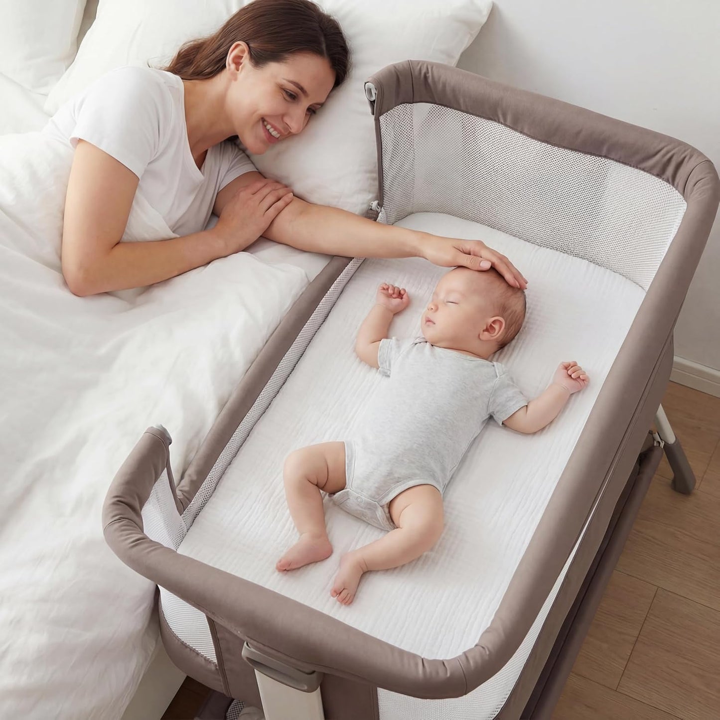 Muslin Bassinet Sheet Compatible with Maxi-COSI Iora & Iora Air Bedside Sleeper - 100% Cotton Rectangular Mattress Pad Cover (33"x20"), Breathable & Soft, Boho (1 Pack Blue)
