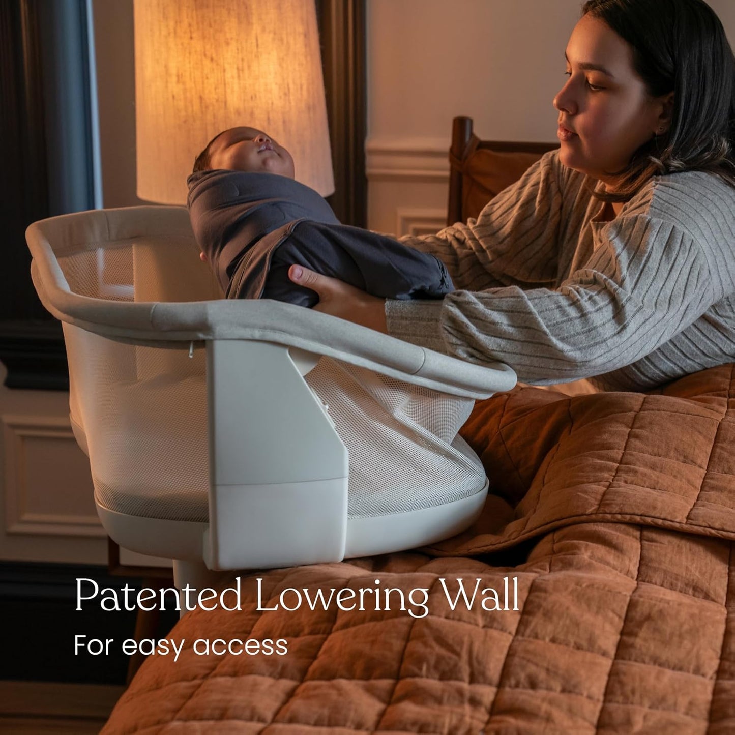 HALO BassiNest Swivel Sleeper 3.0 – Over-Bed Baby Bassinet with 360 Rotation, Adjustable Height, Breathable Mesh, Safe Close Sleeping, Lowering Wall for Easy Access, Feeding & C-Section Recovery