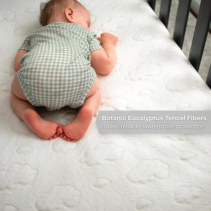 PUREgrace Crib Mattress Protector – Eucalyptus Tencel Fiber Waterproof Breathable Baby Mattress Pad Cover with Corner Safety Straps, Ultra Soft Cooling Durable Sleep Surface for Crib & Toddler Bed