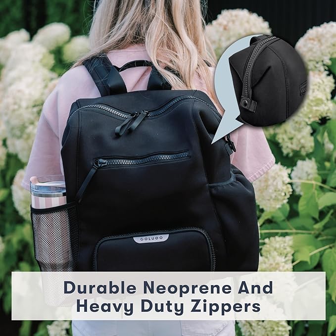 Colugo Neoprene Parent Diaper Backpack with Changing Pad & Pouches – Lightweight, Durable, Machine Washable Baby Bag with Insulated Pocket, Luggage Sleeve, Multiple Compartments