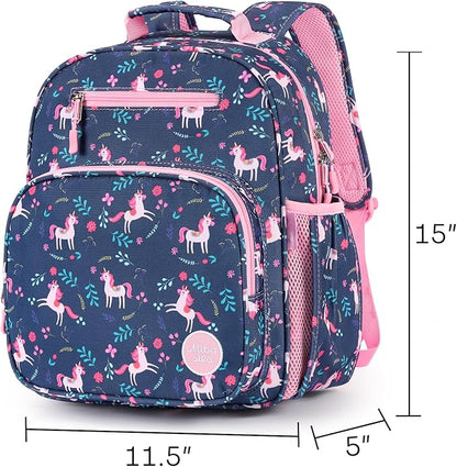 mibasies Kids Backpack for Girls: Girls Backpack 5-8 - Kindergarten Elementary School Bookbag for Girl - Unicorn