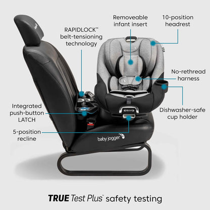 Baby Jogger® City Turn Rotating Car Seat with 180-Degree Turn, Lightweight Convertible Car Seat, Rear Facing to Forward Facing, COOLMAX Fabric, Amazon Exclusive Pike Fashion