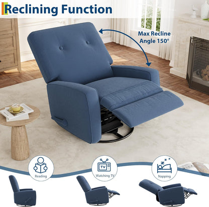 Garvee Nursery Recliner Chair, 360° Swivel Rocking Glider Chair for Adults with Adjustable Backrest & Footrest, Cozy Corduroy Upholstered Armchair for Living Rooms, Bedrooms, Apartments, Green