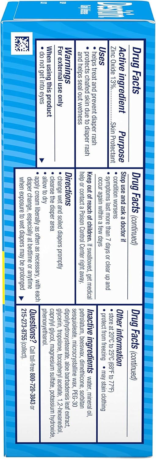 Desitin Daily Defense Baby Diaper Rash Cream with 13% Zinc Oxide Barrier Cream to Treat, Relieve & Prevent diaper rash, Hypoallergenic, Dye-, Phthalate- & Paraben-Free, Travel Size, 2 oz