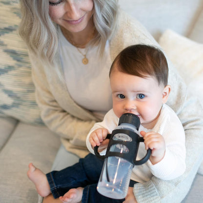 Dr. Brown's Milestones Narrow Sippy Spout Bottle with 100% Silicone, Easy-Grip Handles and Soft Sippy Spout, 8oz/250mL, Light Pink and Ecru, 2-Pack, 6m+