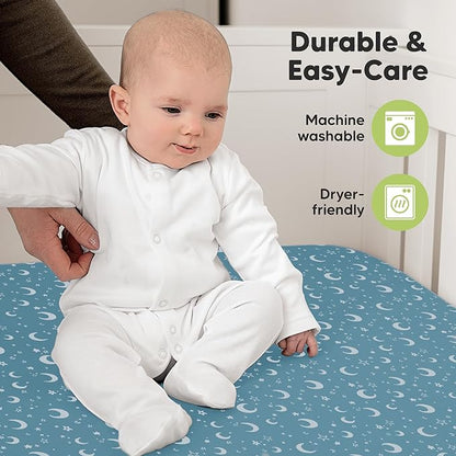 KeaBabies 2-Pack Organic Crib Sheets for Boys, Girls - 52x28 Fitted Crib Mattress Sheet Neutral, Breathable Jersey Cotton Cover for Baby Bed, Toddler Mattress, Soft & Cute Prints (Dragon Tale)