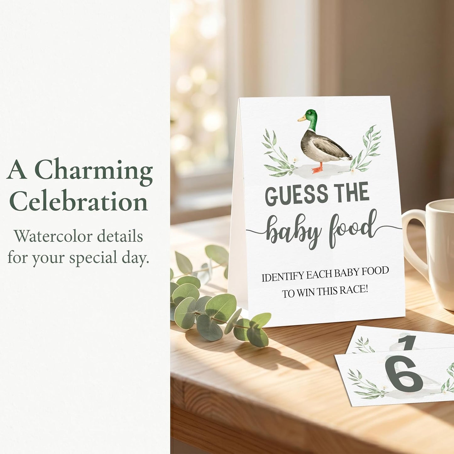 Guess the Baby Food Party Games, Baby Shower Game Set, 1 Standing Sign + 25 Answer Cards + 6 Number Cards, Boho Wild West Gender Reveal Party Decoration Supplies -B05