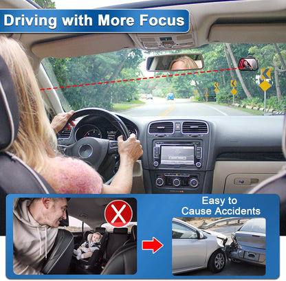 360 Adjustable Rearview Mirror for Rear Facing Infant - Suction Cup & Clip Car Visor Safety Mirror for SUV, Trucks