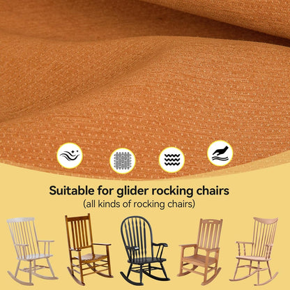 Millsilo Rocking Chair Cushions 3-Piece Set with Neck Pillow, Indoor Rocker Comfortable Tufted Non-Slip Pads with Ties, High-Density Foam Cushion for Adirondack Glider Chair, Orange, 52 x 19 x 4 Inch