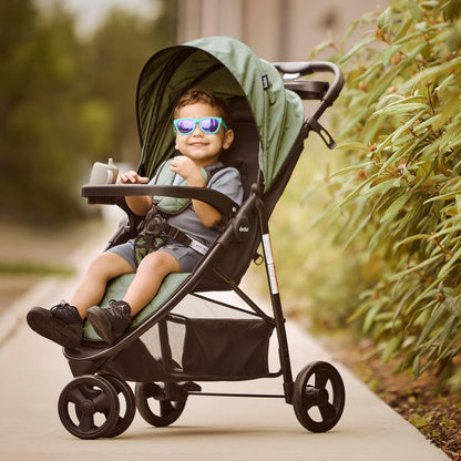 Evolur Breeze Stroller in Green, Adjustable Backrest & Canopy, Compact Fold Lightweight Baby/Toddler Stroller with Storage Basket