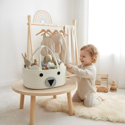 DECOMOMO Baby Caddy Organizer, Mother's Day Diaper Caddy Basket, Baby Baskets for Baby Shower (Spiral Beige & White, Large)