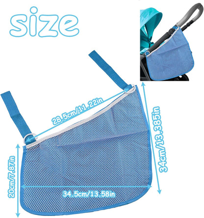 2 Pack Universal Side Sling Stroller Organizer with Mesh Cargo Net,Adjustable and Non-Slip Stroller Storage Bags, Portable Side Sling Stroller Cargo Net for Baby Accessories(Black)