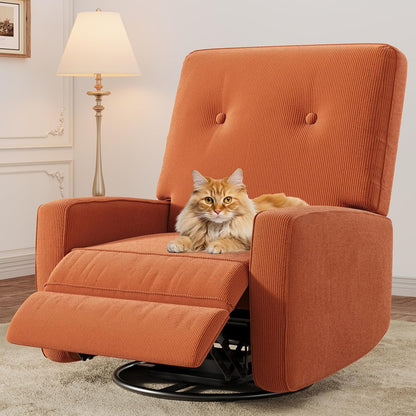 IDEALHOUSE Recliner Chair, 360° Swivel Rocking Glider Chair for Adults with Adjustable Backrest & Footrest, Cozy Linen Upholstered Armchair for Living Rooms, Bedrooms, Apartments, Beige