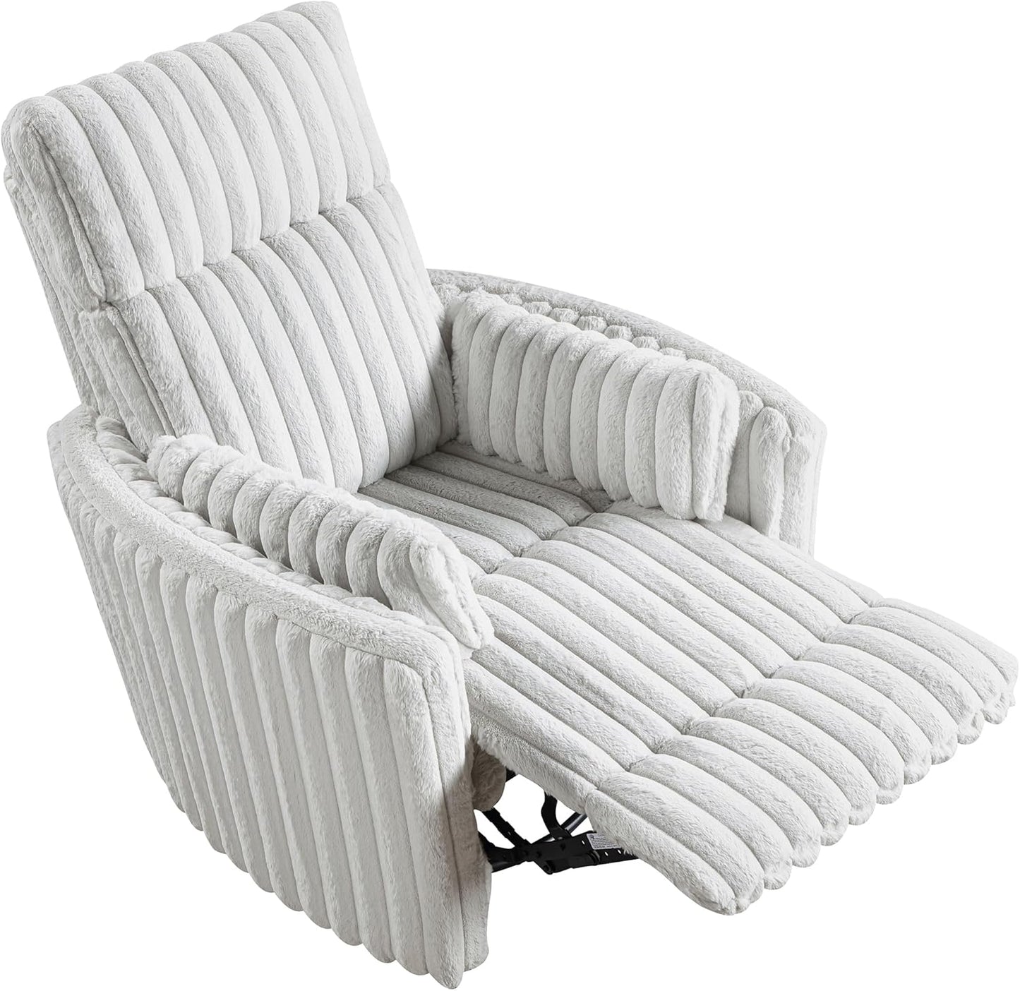 Lexicon Modern Swivel Glider Recliner Chair, Nursery Glider, Corduroy Fabric Upholstery Recliner with High Back, Manual Recliner Sofa Chair for Living Room/Office/Apartment, Gray