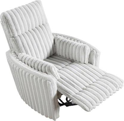 Lexicon Modern Swivel Glider Recliner Chair, Nursery Glider, Corduroy Fabric Upholstery Recliner with High Back, Manual Recliner Sofa Chair for Living Room/Office/Apartment, Gray