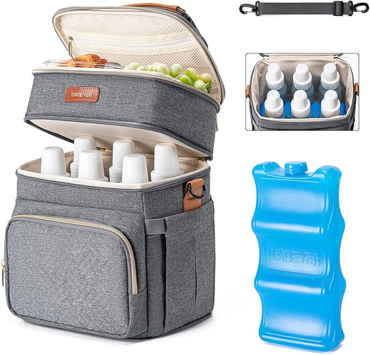 Breastmilk Cooler Bag with Ice Pack Fits 6 Baby Bottles Up to 9 Ounce